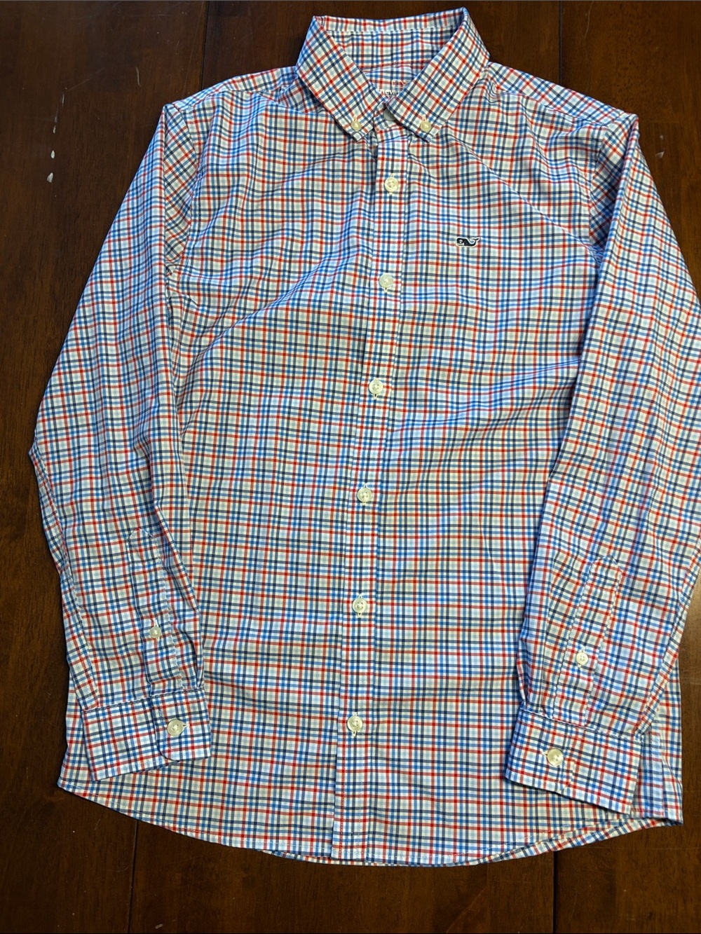 Vineyard Vines Boys Button-Down Shirt in Blue & Red Plaid